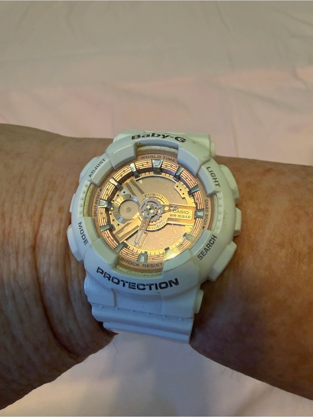 Casio Baby-G BA-110 Analog-Digital Watch in white with a rose gold metallic face - Picture 2 of 5